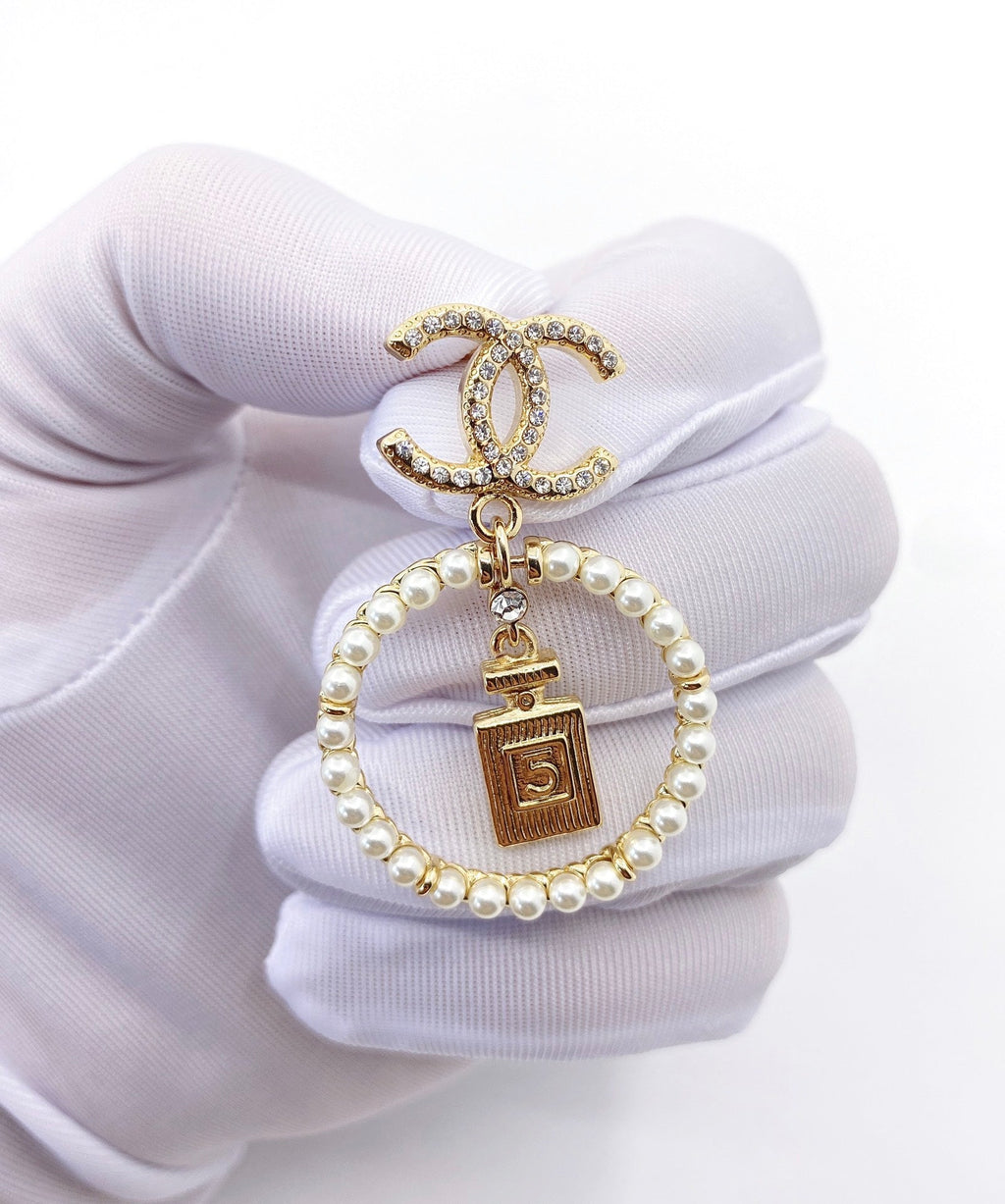 Chanel No.5 Perfume Bottle Earrings - 18K Yellow Gold