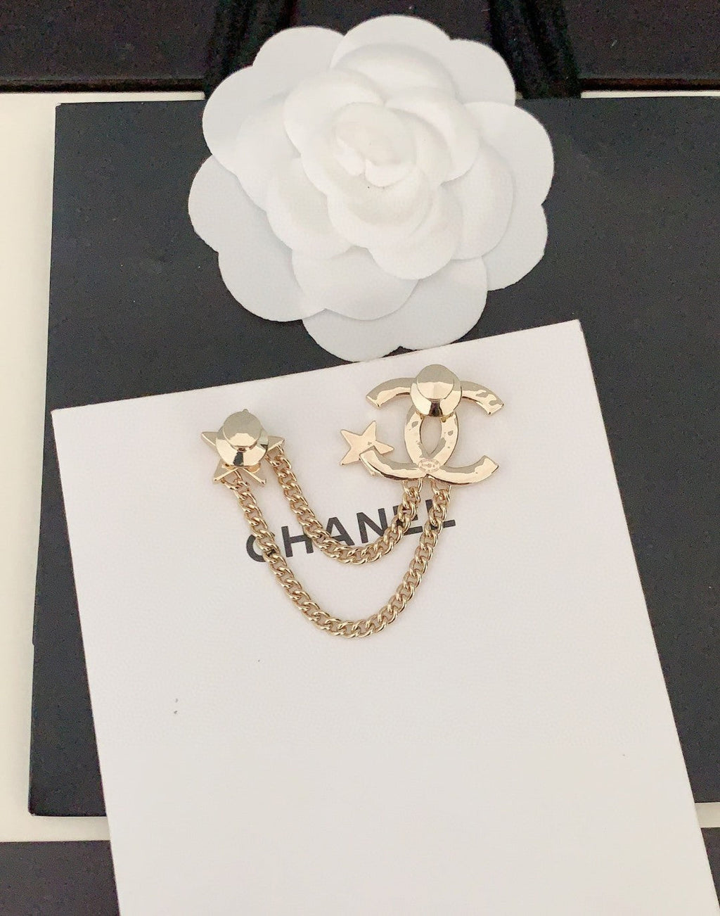 Chanel Heart Star Chain Brooch