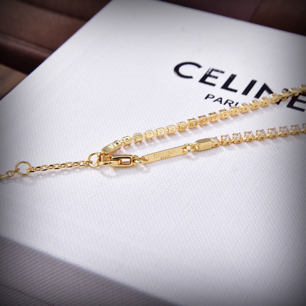 Celine Triomphe Crystal Necklace