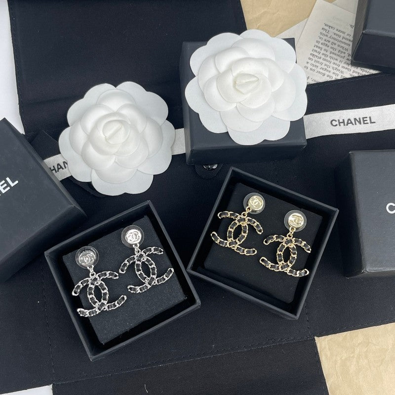 Chanel Leather Earrings - 18K Gold