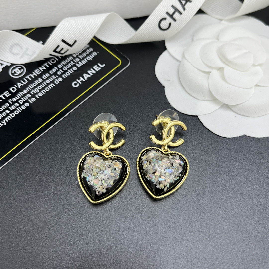 Chanel Multi-Color Crystals Heart Earrings - 18K Yellow Gold