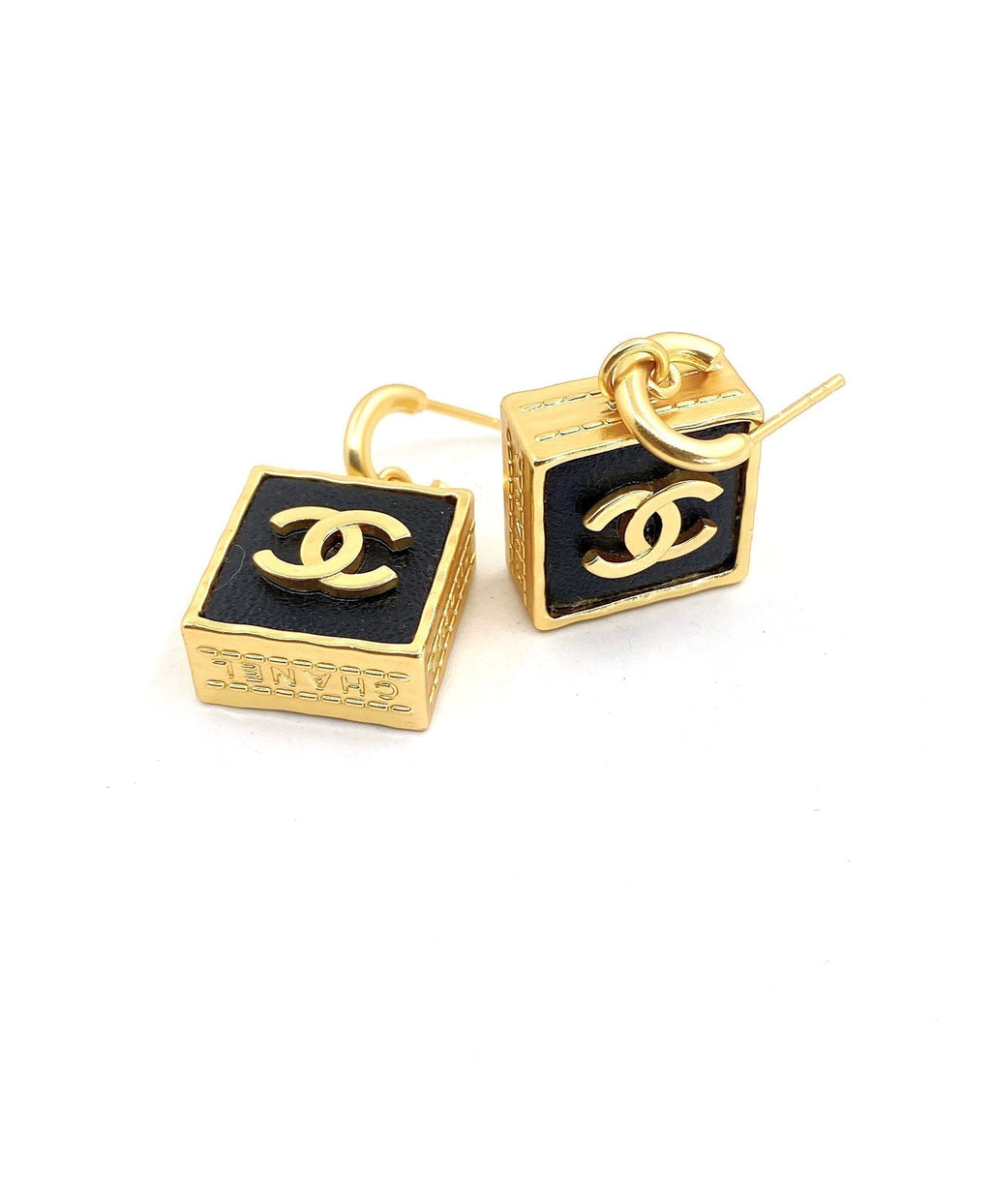 Chanel Black Bag Pendant Earrings - 18K Yellow Gold