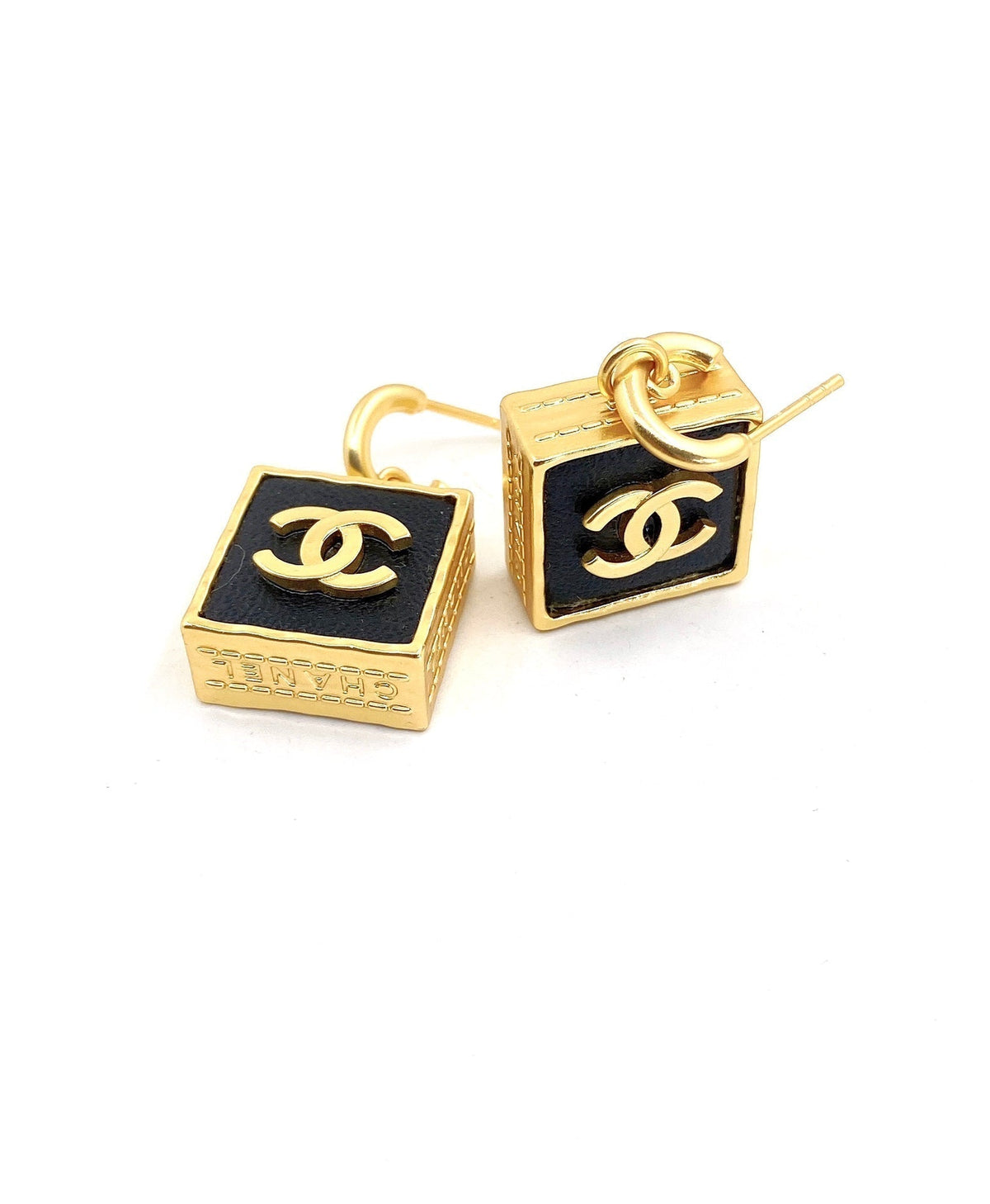 Chanel Black Bag Pendant Earrings - 18K Yellow Gold