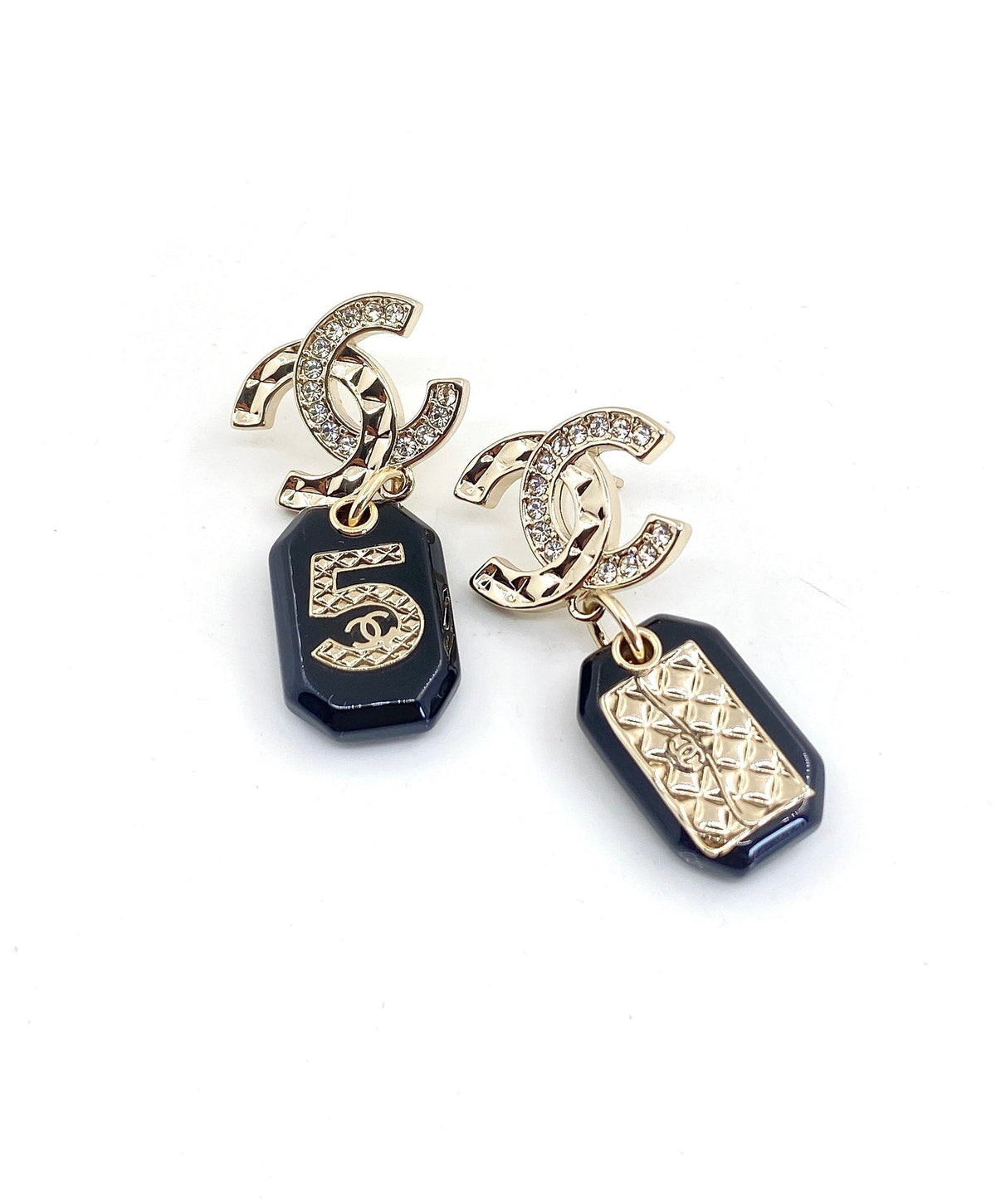Chanel No.5 Perfume Bottle Earrings - 18K Yellow Gold