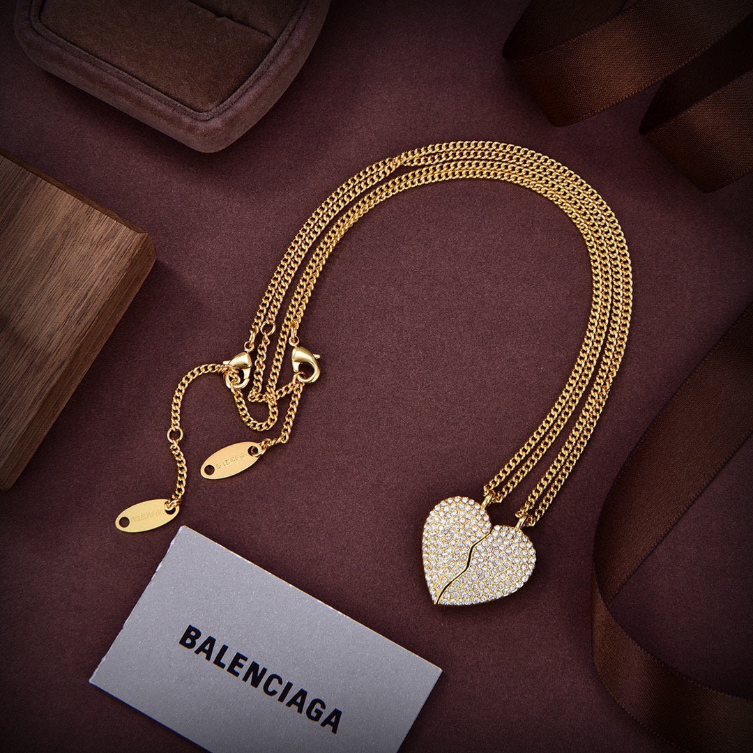 Balenciaga Lovelock Set of Two Silver-tone Crystal Necklaces
