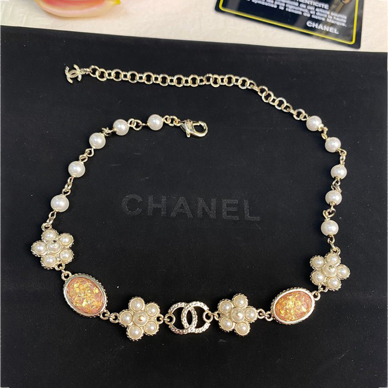 Chanel Black & Orange Crystal Choker Necklace