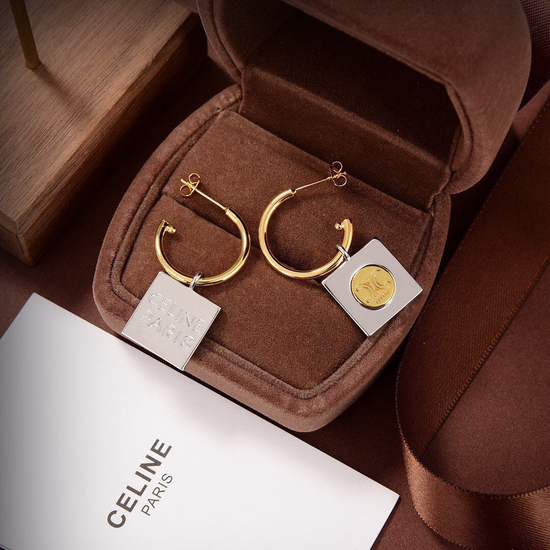 Celine Triomphe Hoops Earrings - 18K Yellow Gold