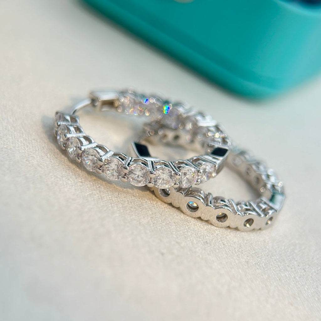 Tiffany Hoop Moissanite Earrings - 18K White Gold