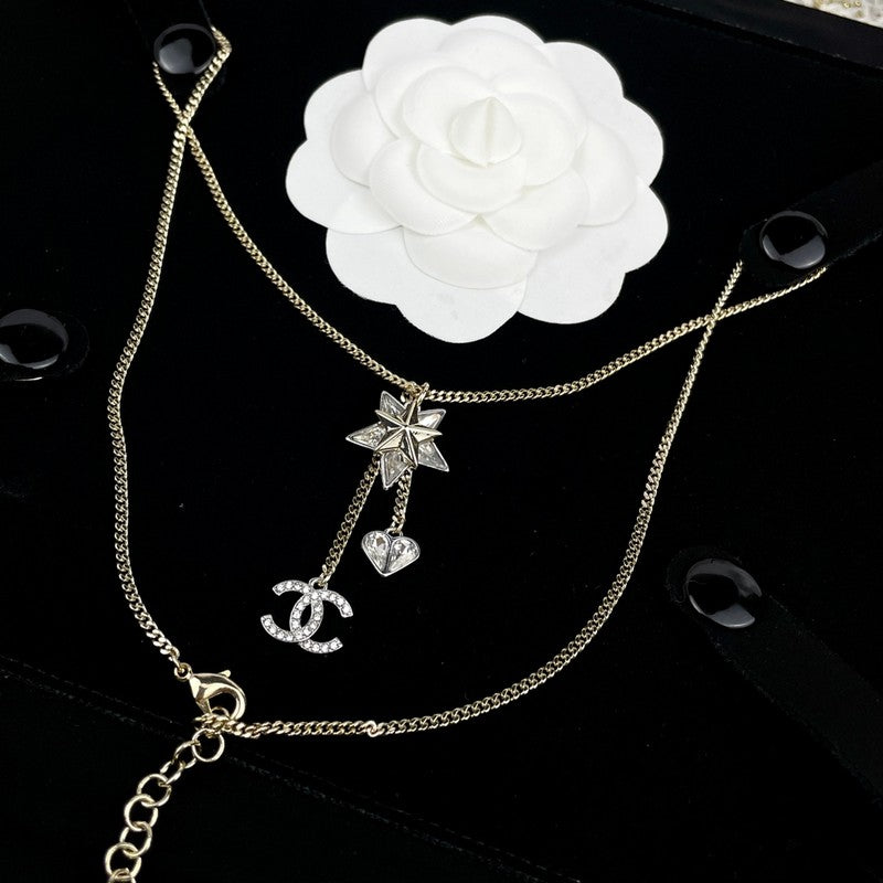 Chanel Heart & Star Crystal Necklace