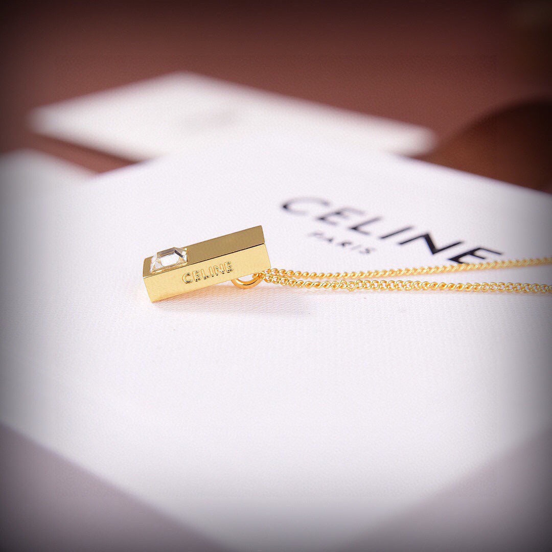 Celine Triomphe Sentimental Double Square Diamond Necklace