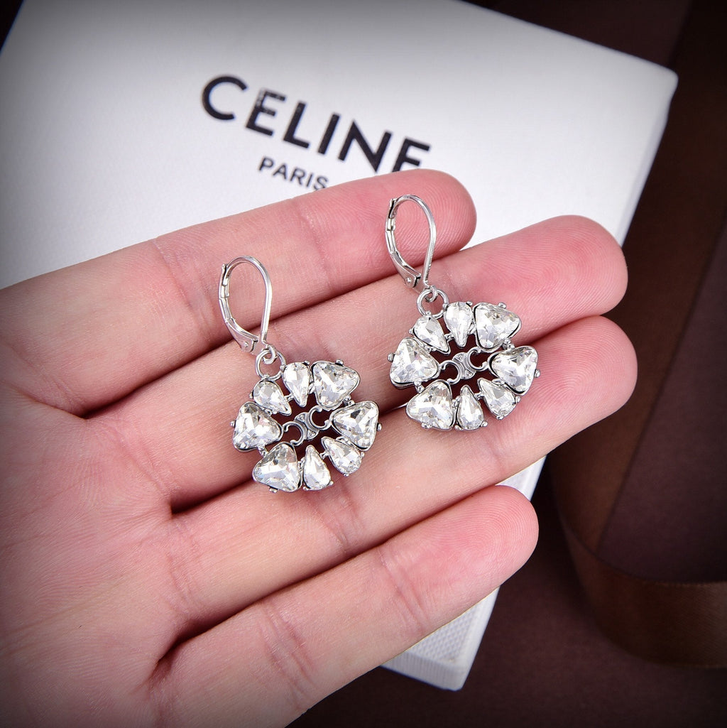 Celine Triomphe Daisy Earrings - 18K White Gold