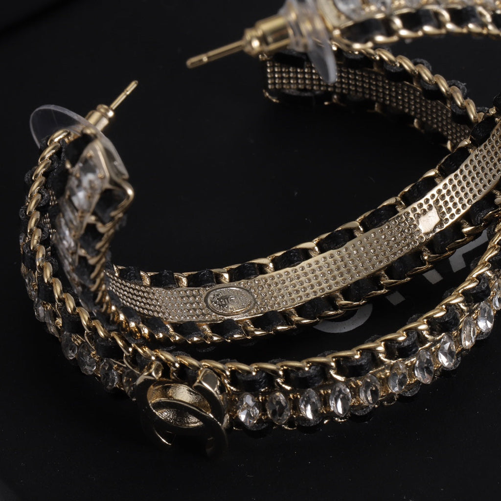 Chanel Leather Chain Earrings - 18K Yellow Gold