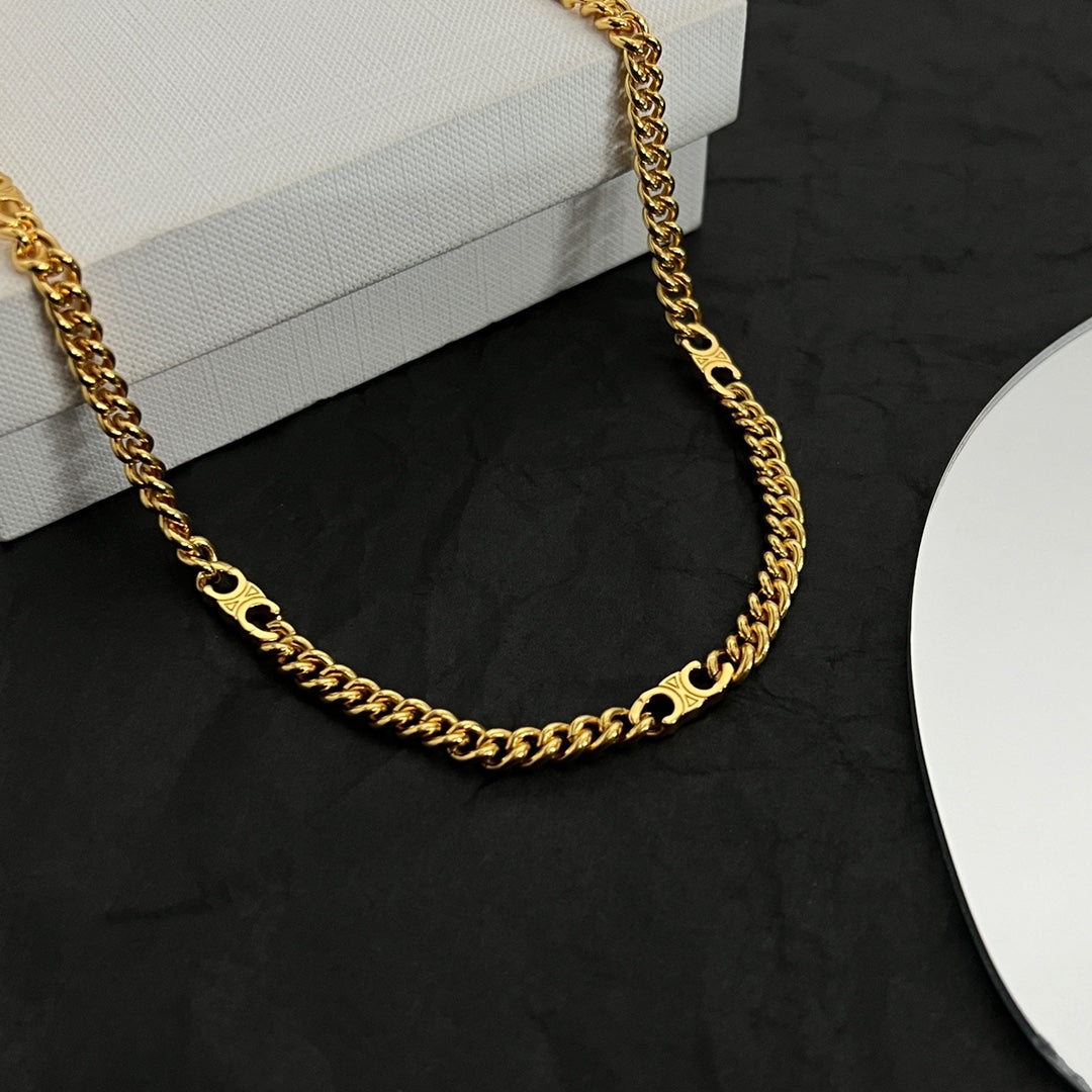 Celine Triomphe Gourmette Chain Necklace