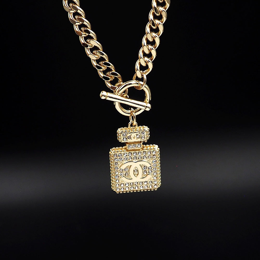 Chanel Diamond Perfume Bottle Pendant Necklace