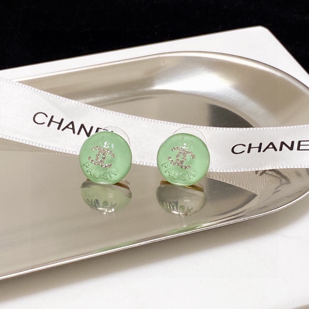 Chanel Green Earrings - 18K Yellow Gold