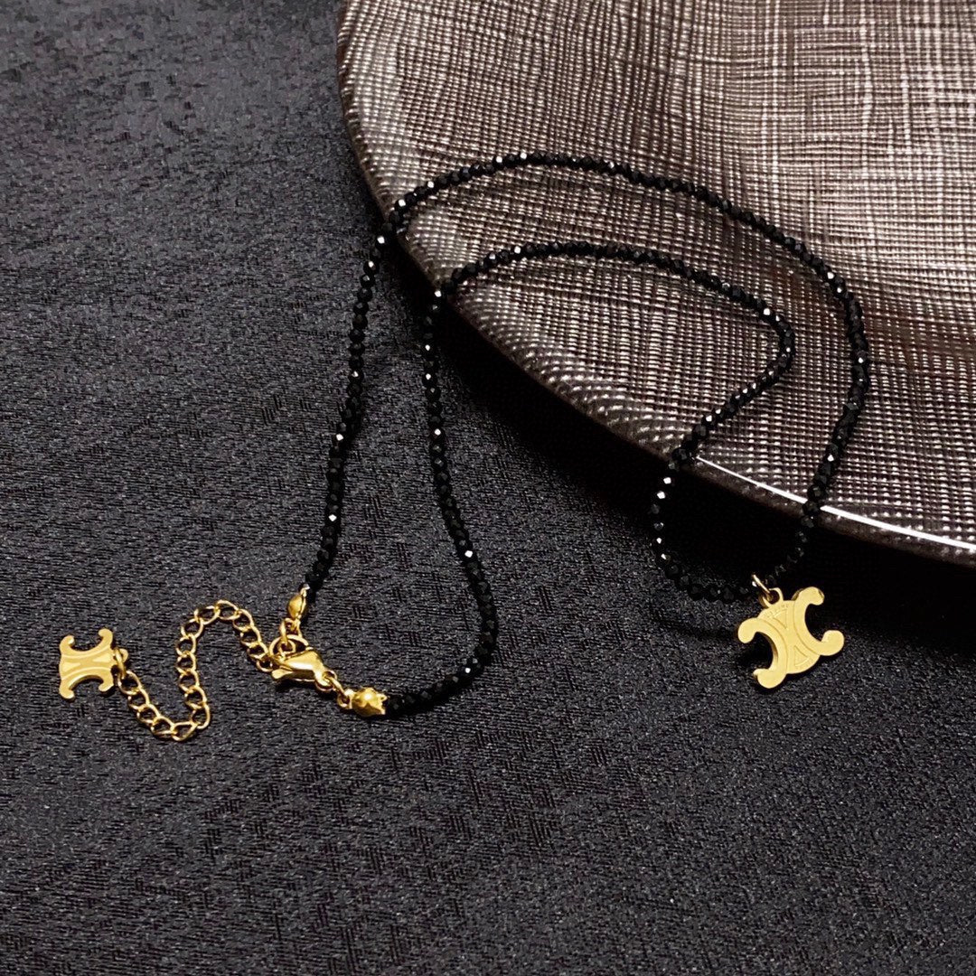 Celine Black Crystal Necklace