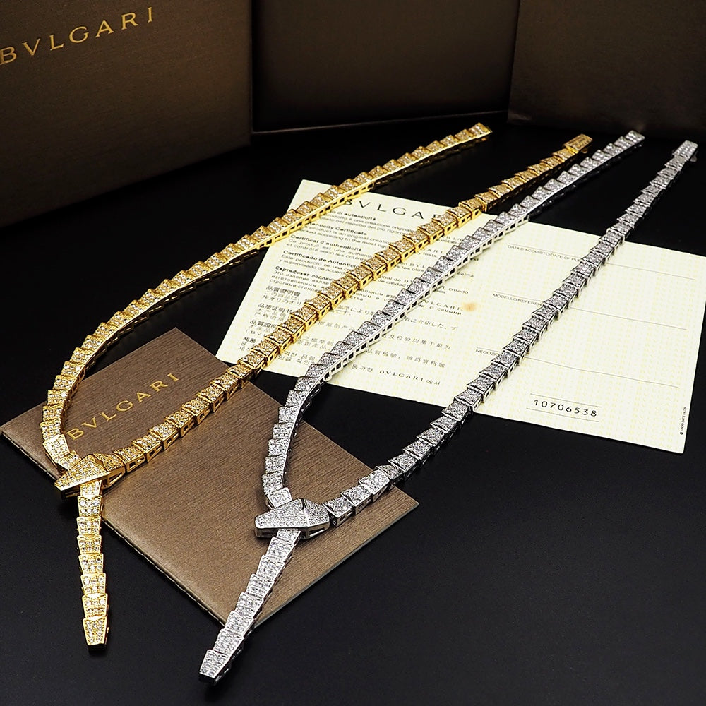 Bvlgari Serpenti Viper Full Pave Diamond Necklace - 18K Gold