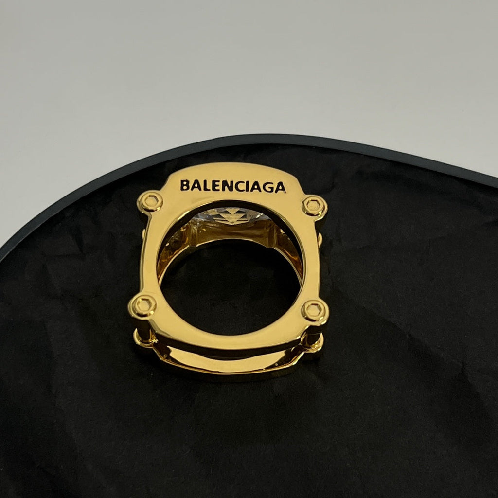 Balenciaga Crystal Ring - 18K Yellow Gold