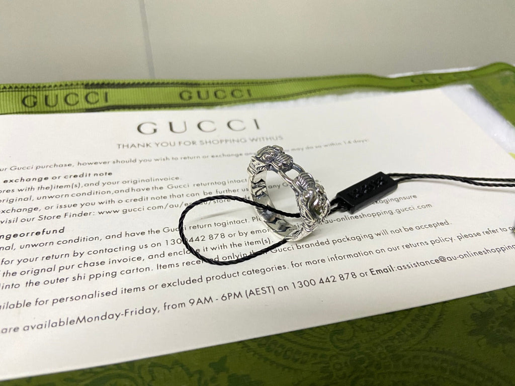 Gucci Double G Tiger Head Chain Ring