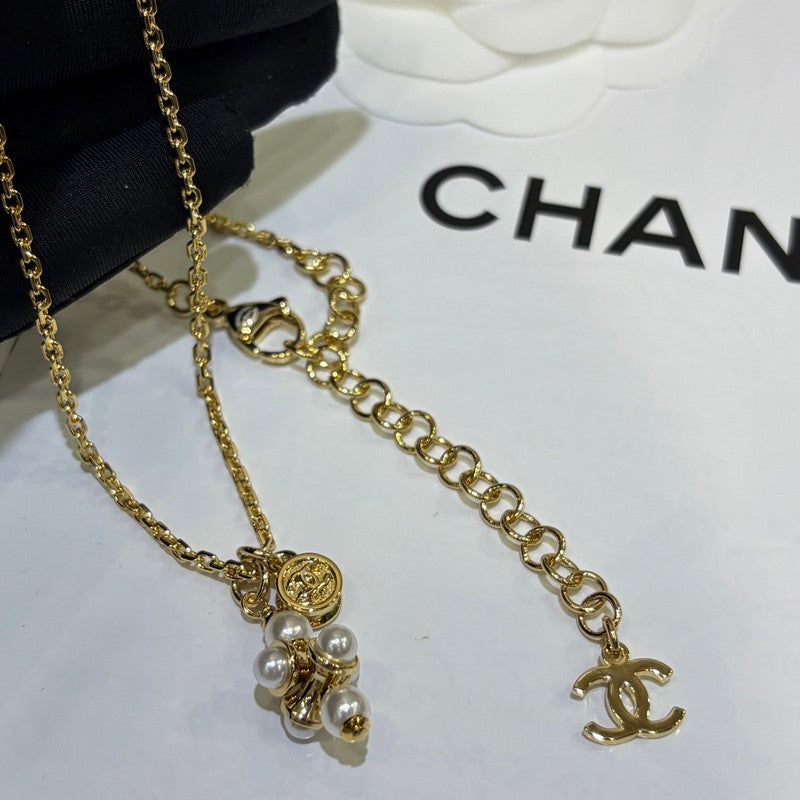 Chanel 26P Grape Pearl Gold Necklace