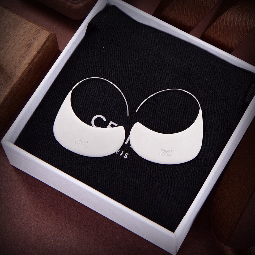 Celine Triomphe Bag Pendant Earrings - 18K White Gold