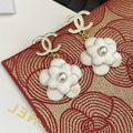Chanel Flower Pearl Earrings - 18K Yellow Gold