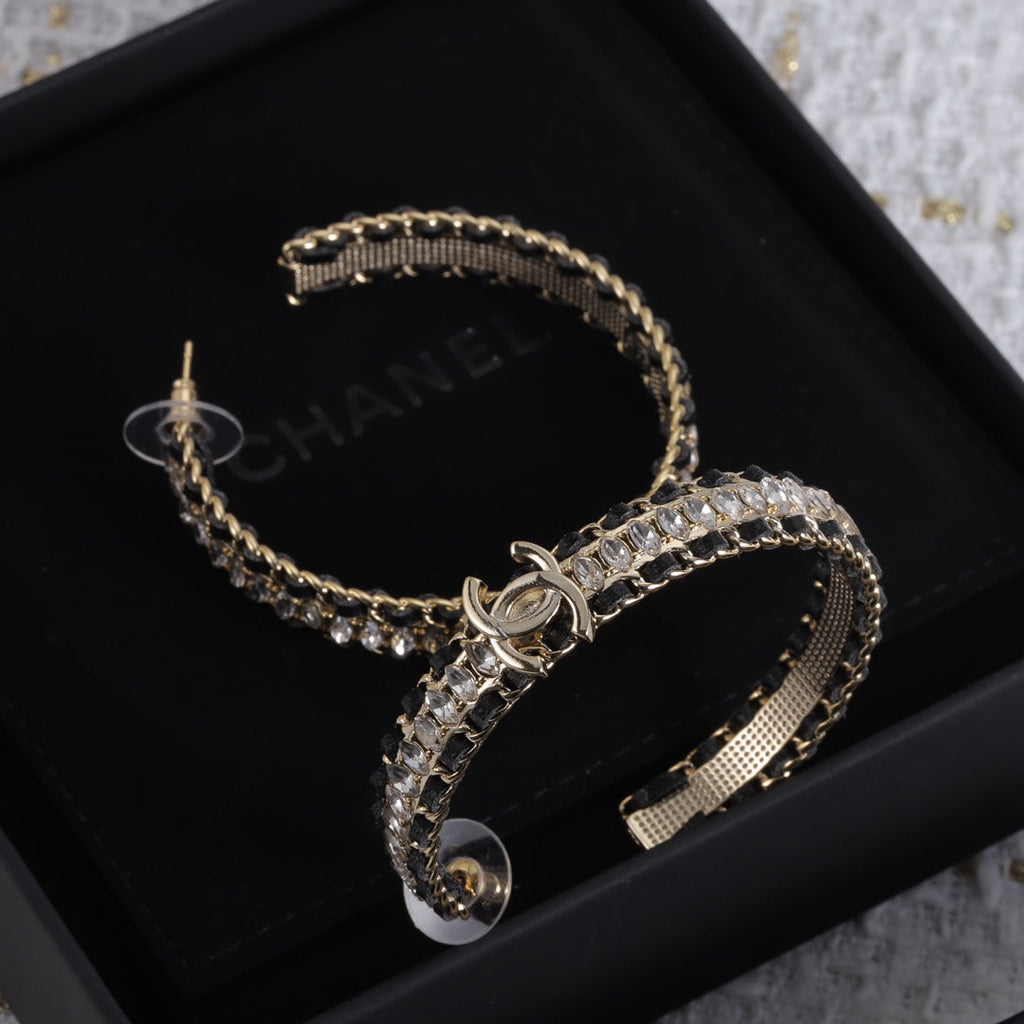 Chanel Leather Chain Earrings - 18K Yellow Gold