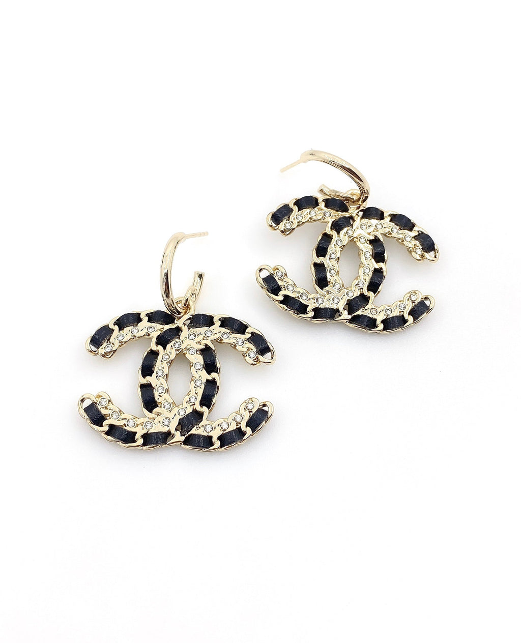 Chanel Pendant Leather Earrings - 18K Yellow Gold