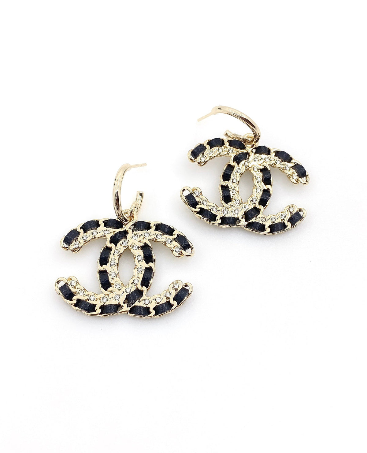 Chanel Pendant Leather Earrings - 18K Yellow Gold