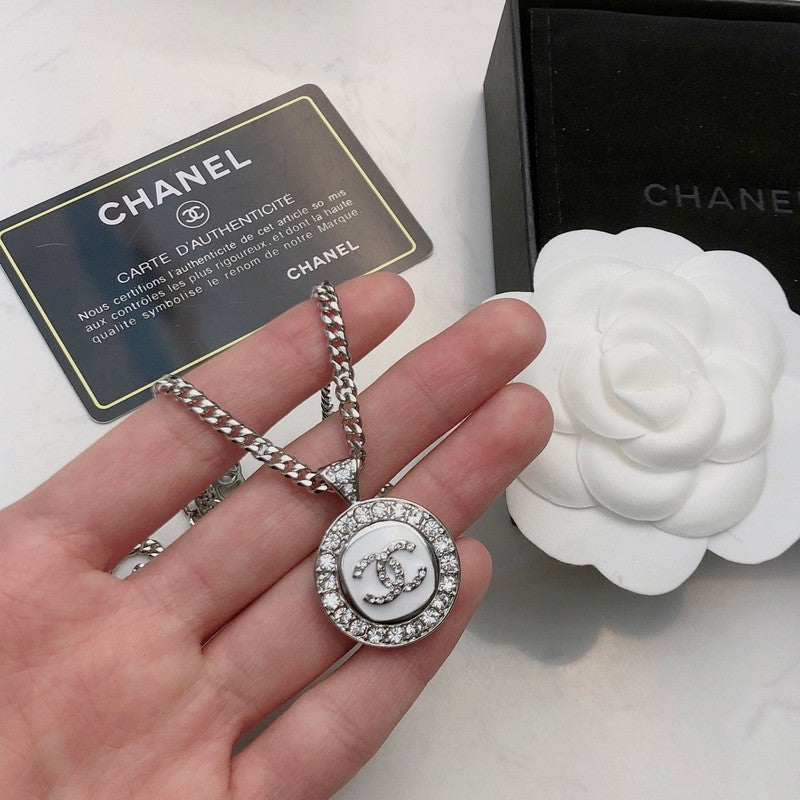 Chanel Black & White Diamond Gold Necklace