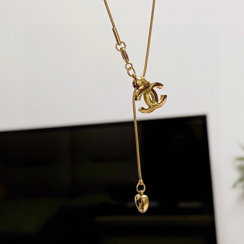 Chanel Heart Pendant Gold Necklace