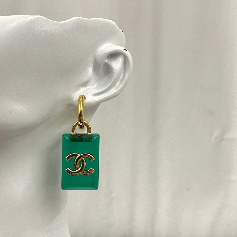 Chanel Green Perfume Bottle Earrings - 18K Yellow Gold
