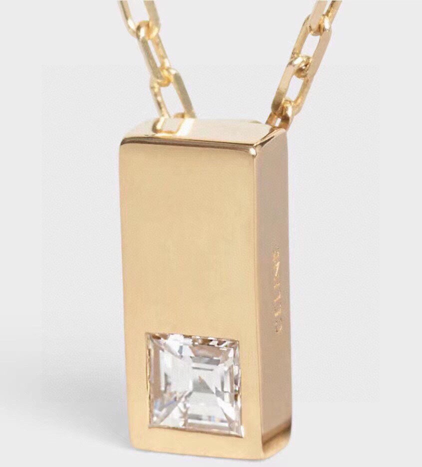 Celine Triomphe Sentimental Double Square Diamond Necklace