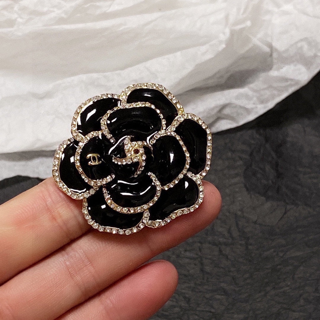 Chanel Black Flower Brooch