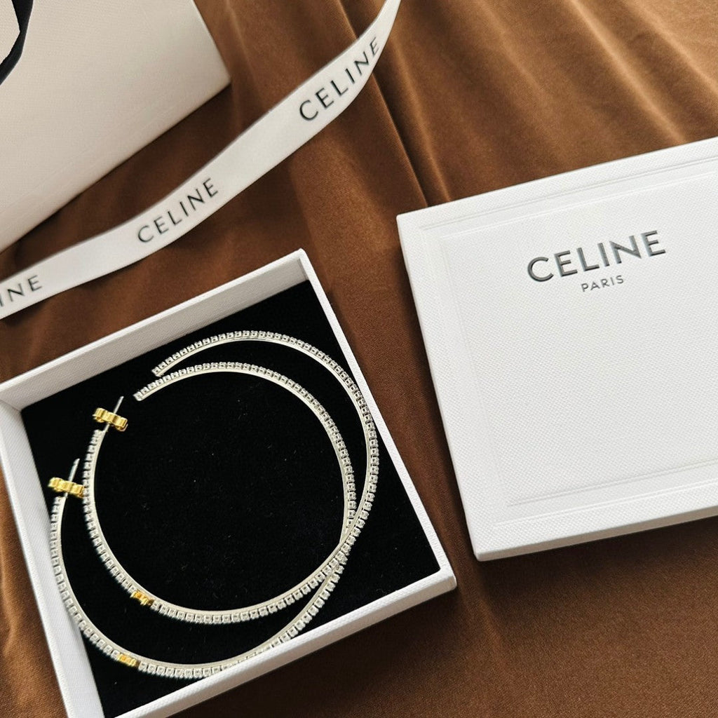 Celine Triomphe Gourmette Crystal Earrings