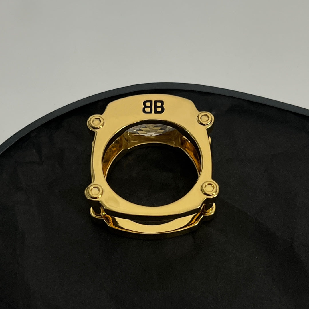 Balenciaga Crystal Ring - 18K Yellow Gold