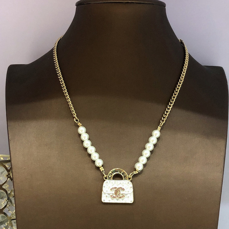 Chanel Pearls Bag Pendant Necklace