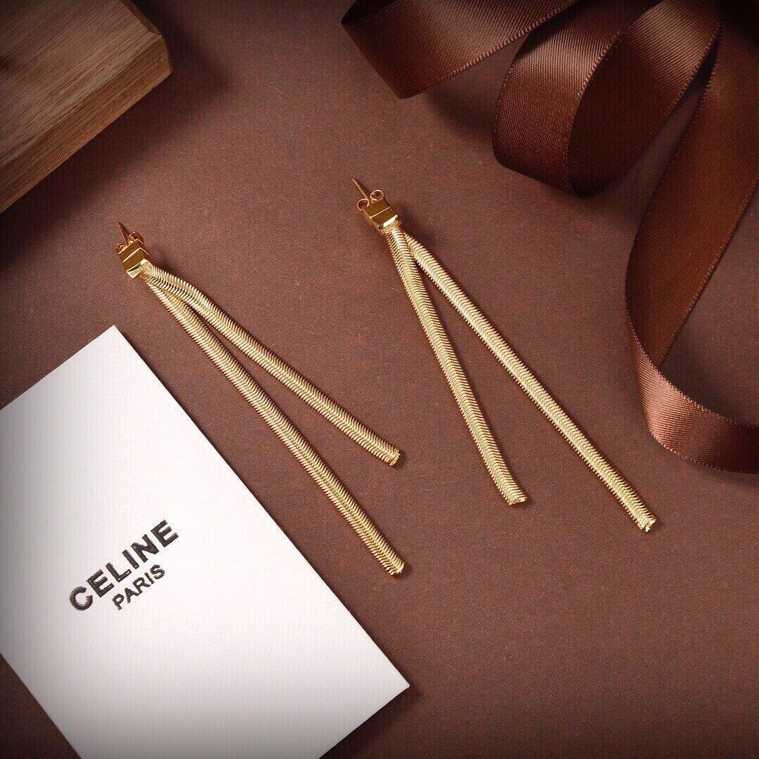 Celine Triomphe Tassel Earrings - 18K Yellow Gold