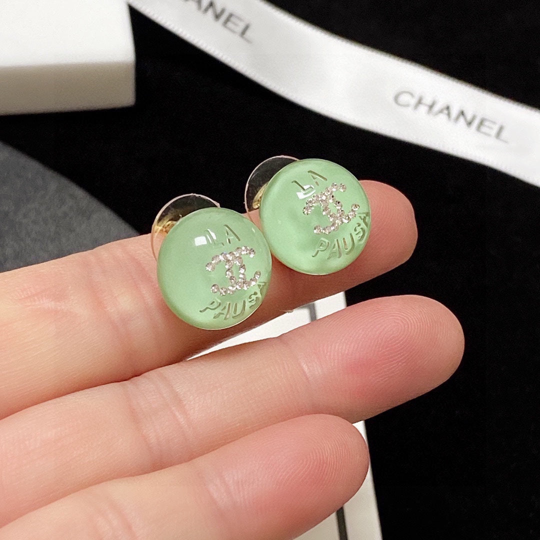 Chanel Green Earrings - 18K Yellow Gold