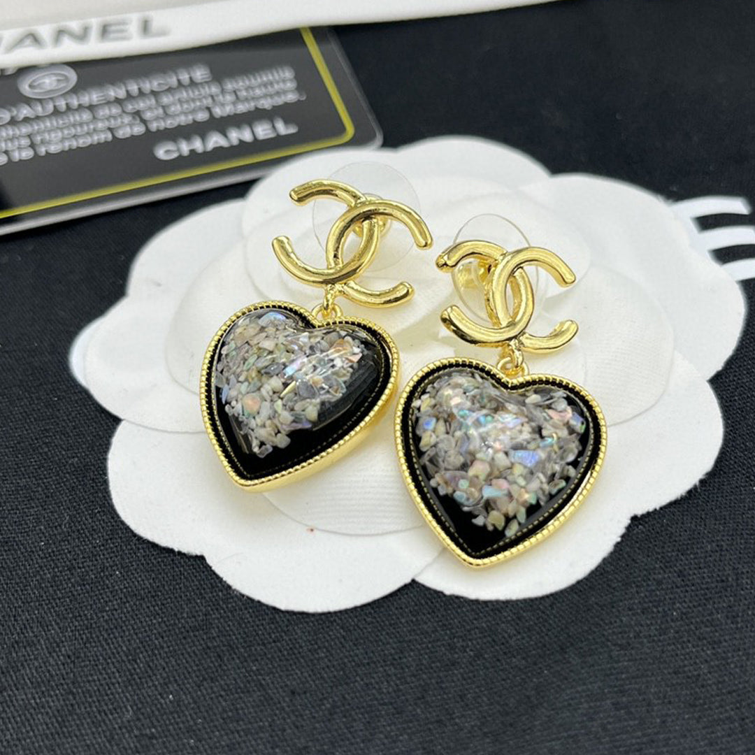 Chanel Multi-Color Crystals Heart Earrings - 18K Yellow Gold