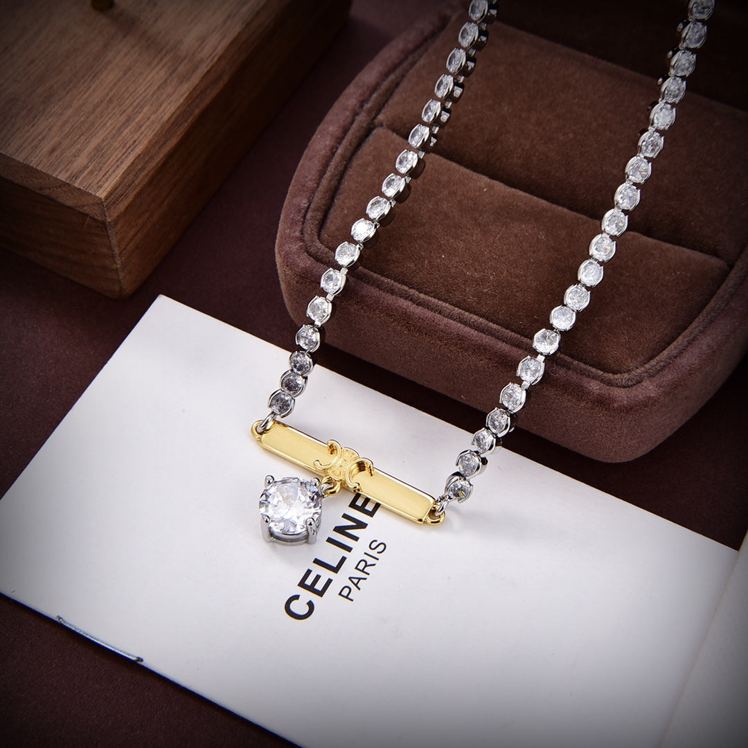 Celine Triomphe Celine Line Moissanite Necklace