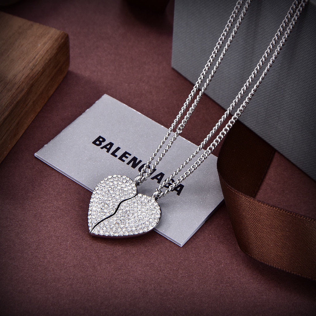 Balenciaga Lovelock Set of Two Silver-tone Crystal Necklaces