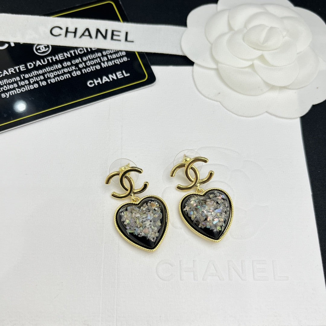 Chanel Multi-Color Crystals Heart Earrings - 18K Yellow Gold