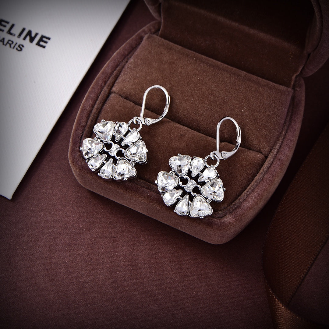 Celine Triomphe Daisy Earrings - 18K White Gold