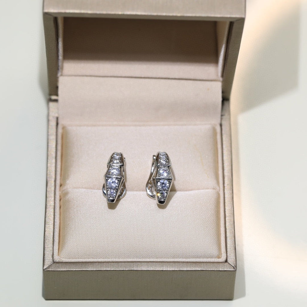 Bvlgari Serpenti Moissanite Earrings - 18K White Gold