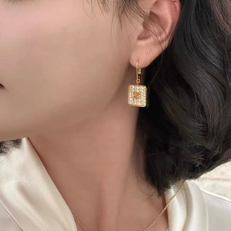 Celine Triomphe Diamond Earrings - 18K Gold