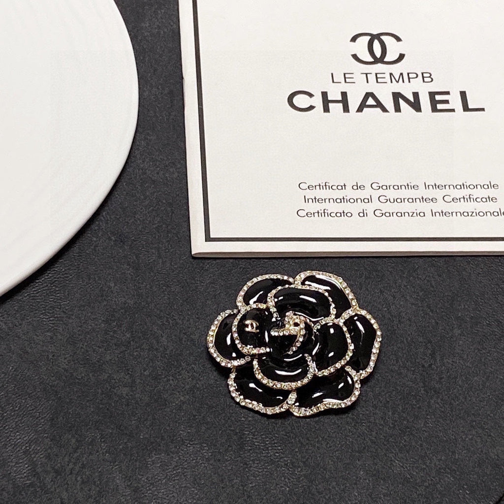 Chanel Black Flower Brooch