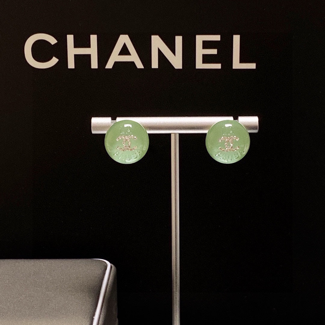 Chanel Green Earrings - 18K Yellow Gold