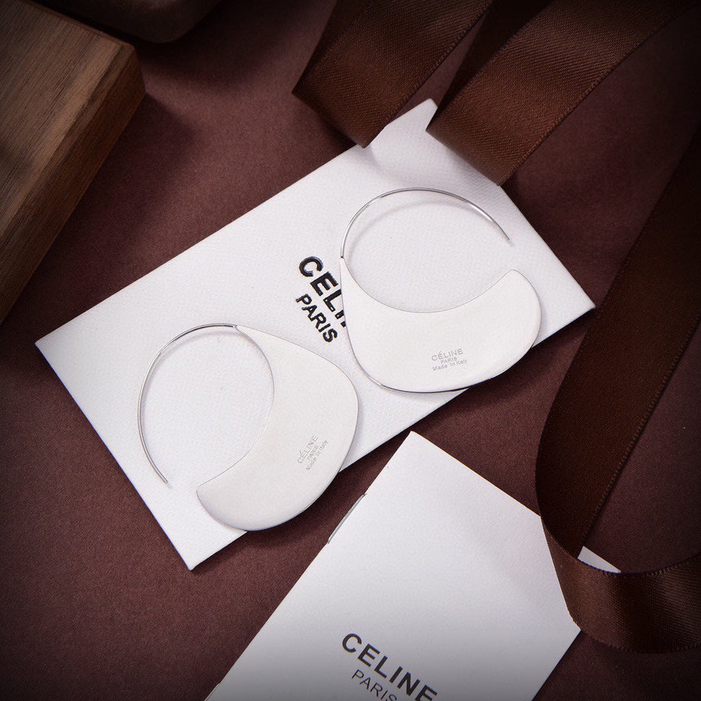 Celine Triomphe Bag Pendant Earrings - 18K White Gold