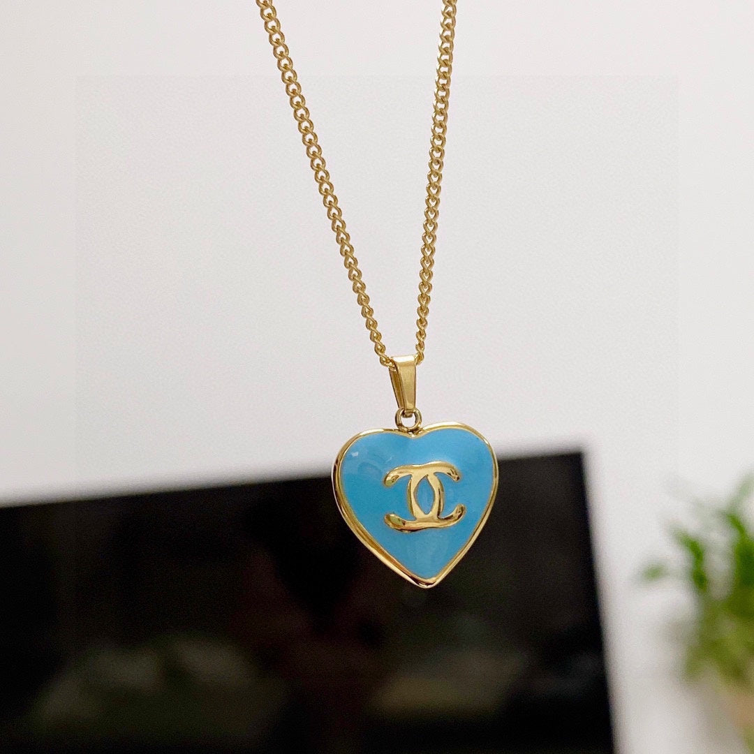 Chanel Blue Heart Necklace